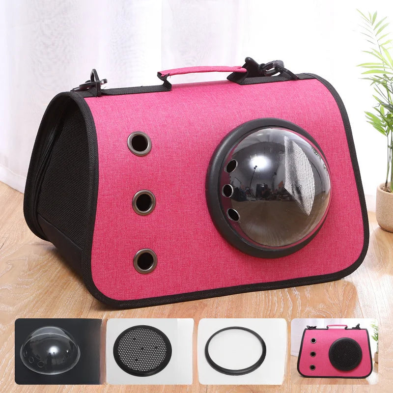 Mochila portátil para animais de estimação para viagens ao ar livre, mochila dobrável transparente para gatos, adequada para cães e gatos, bolsa respirável para viagens