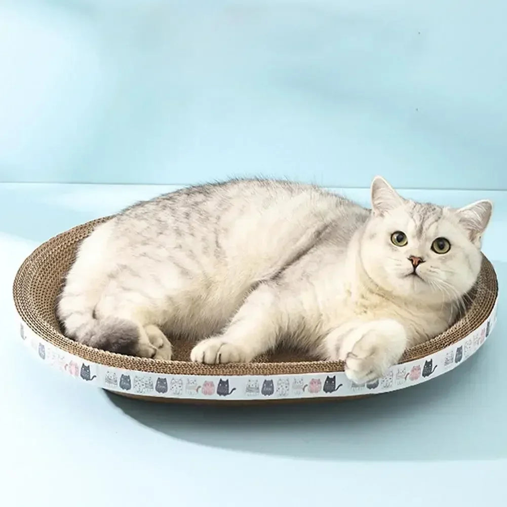 Cat Scratcher Cardboard Cat Scratcher Bed Corrugated Oval Cat Scratch Pad Board Claw Toys for Cats Wear-Resistant Cat Bed Nest