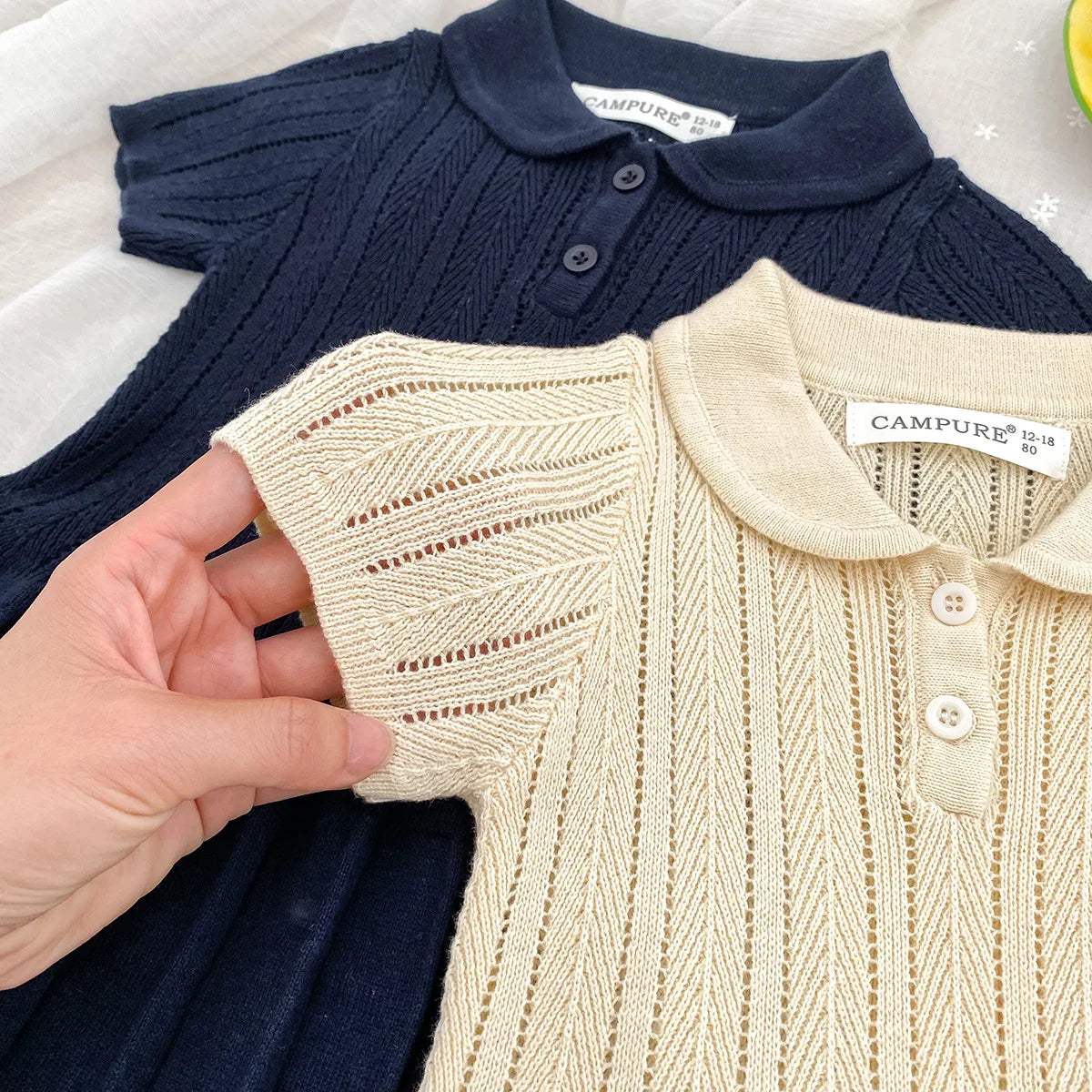 1-5Y Kids Clothes Hollow Out Knit Dress For Kids Girls Kids Knit Pleated Dresses