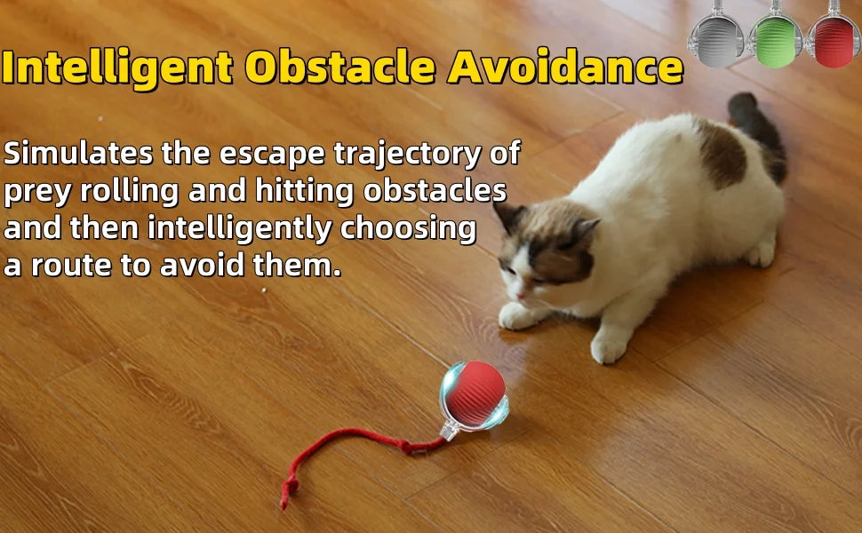 Bola automática para provocar gatos com movimento automático e cauda falsa, brinquedo interativo com sensor inteligente recarregável para gatos em ambientes internos