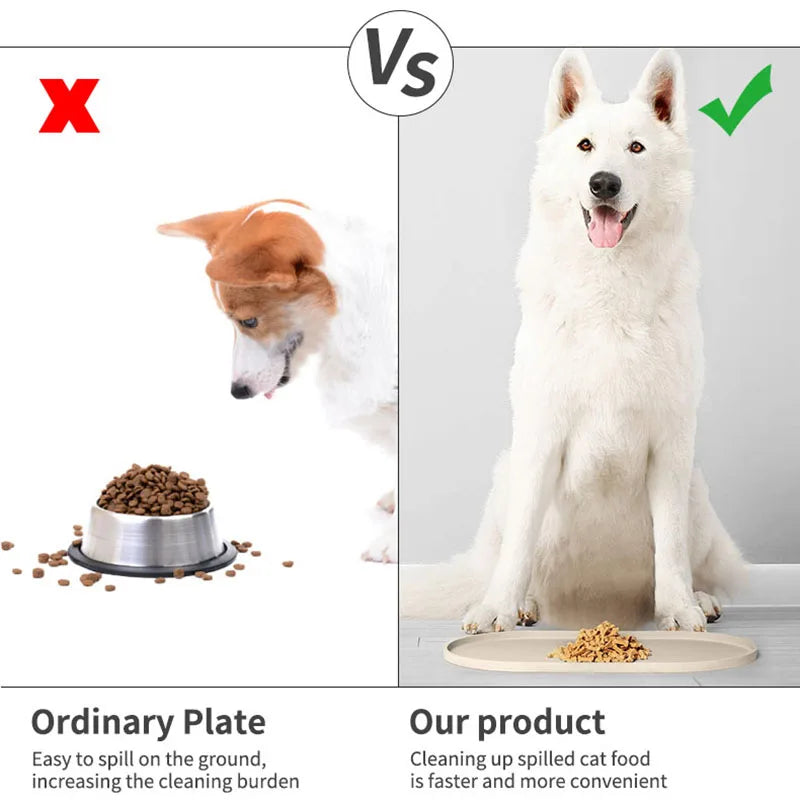 Tapetes para refeições de animais de estimação disponíveis em 6 cores, tapetes para alimentação de cães, tapetes para alimentação de cães de estimação, material de silicone, formato oval, fácil de limpar