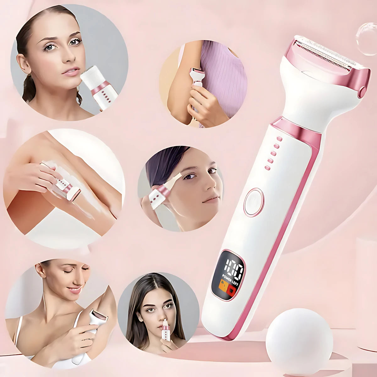 Depilador feminino, aparador, barbeador elétrico para mulheres, virilha, axila, braço, perna, biquíni, barbeador, bateria de lítio recarregável, kit de higiene