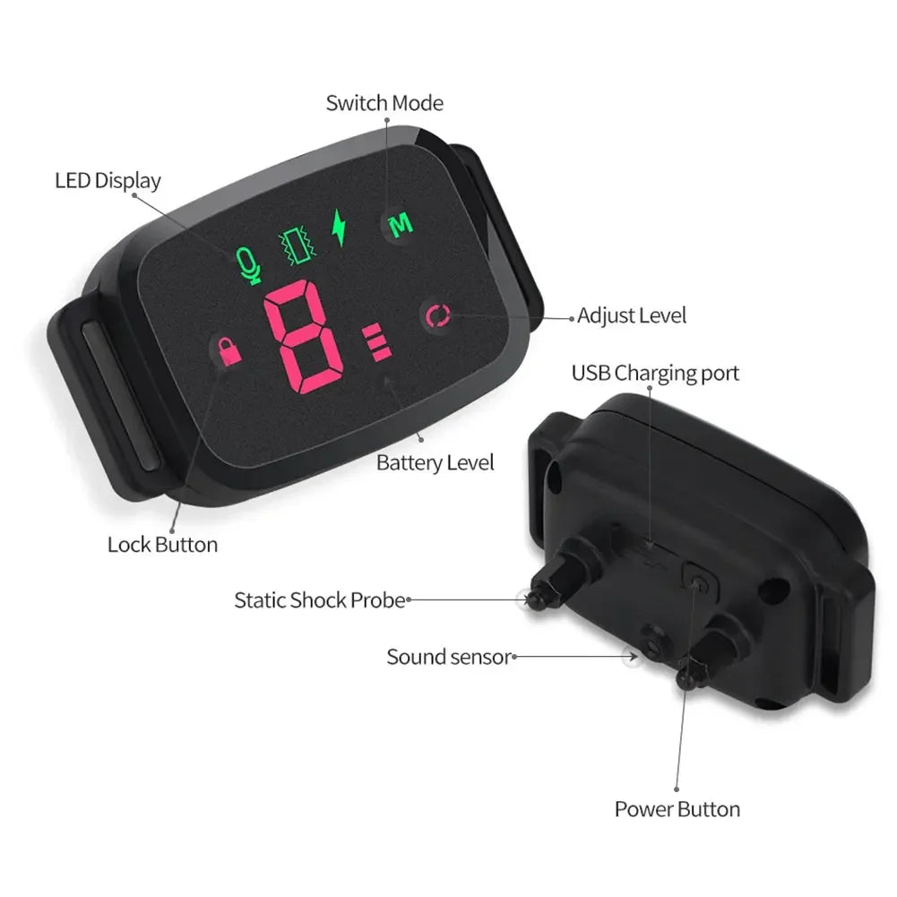 Smart Automatic Anti Barking Dog Collar HD Digital Display IP67 Waterproof Collar For Dog Rechargeable Bark Stopper Stop Barking