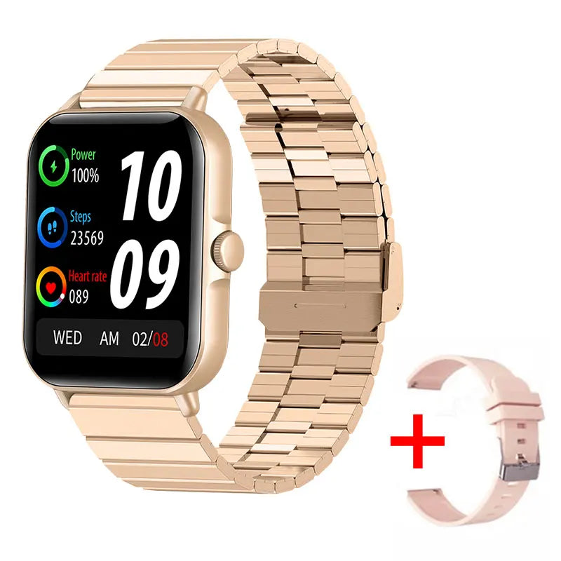 Relógio inteligente 2025 2.01'' Bluetooth com chamada, reprodução de música, relógio fitness esportivo à prova d'água para homens e mulheres, iPhone e Android