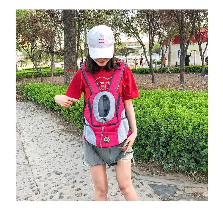 Nova mochila de viagem portátil com dois ombros, bolsa para transporte de cães de estimação, bolsa frontal de malha