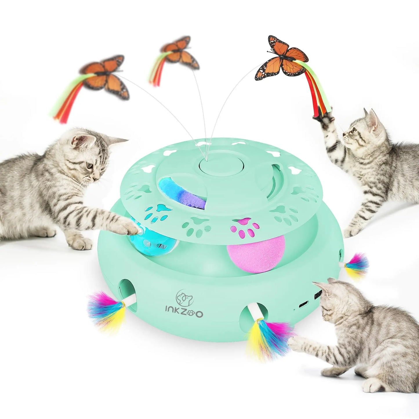 Brinquedos para gatos INKZOO, brinquedos interativos para gatos de interior, brinquedo interativo inteligente para gatinhos, brinquedo automático para ratos com 7 furos que mata toupeiras