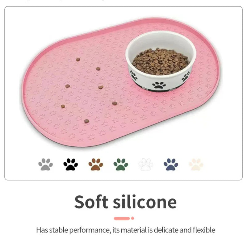 Tapetes para refeições de animais de estimação disponíveis em 6 cores, tapetes para alimentação de cães, tapetes para alimentação de cães de estimação, material de silicone, formato oval, fácil de limpar