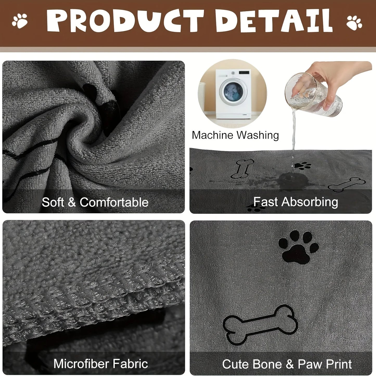 Toalha de microfibra de secagem rápida para cães, 1 peça, absorvente, produto para banho de animais de estimação, toalha de banho de secagem rápida, pano de limpeza de carro, suprimentos para animais de estimação