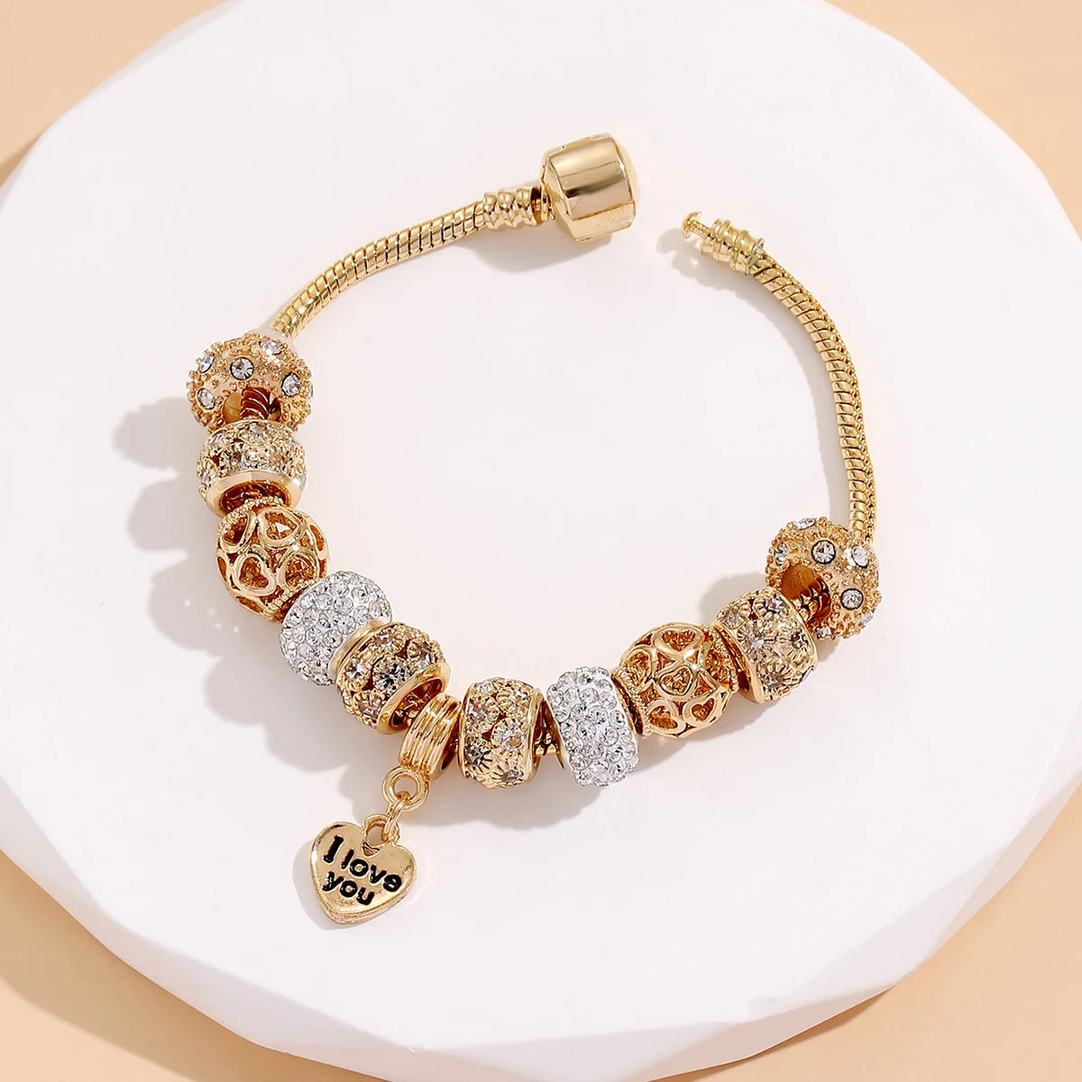 1 Pulseira feminina multi-elementos com contas de amor, pulseira de família, acessórios para festa de uso diário