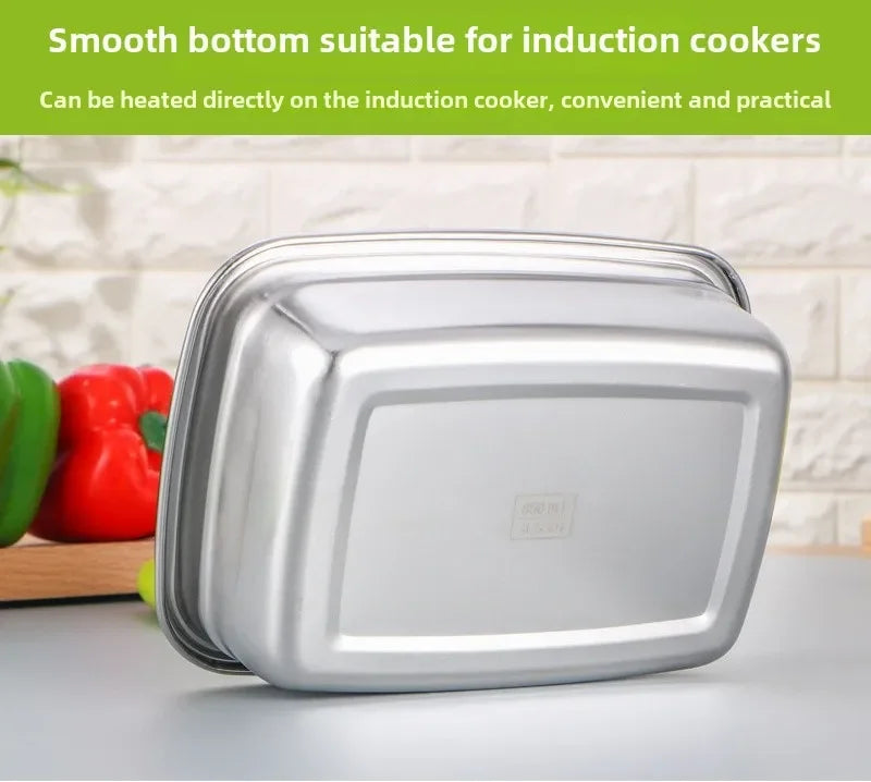 Caixa de armazenamento refrigerada de aço inoxidável 304, caixa de almoço selada à prova de vazamentos, caixa de frutas com tampa, recipiente para bolinhos, caixa de armazenamento refrigerada