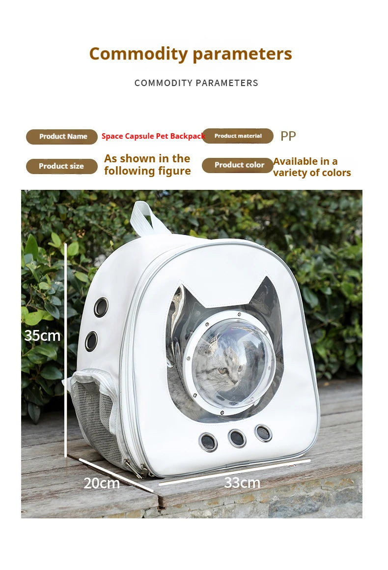 Mochila para animais de estimação Space Capsule com visão de 360°/malha respirável/alça de segurança para transporte de gatos/transportadora de cães com bolha transparente