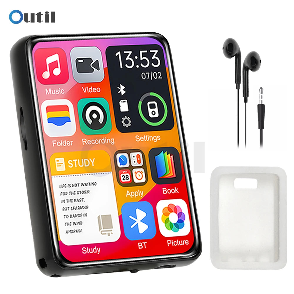 2025 Novo Bluetooth 5.4 Tela sensível ao toque MP3 Player HiFi Lossless Music Play Alto-falante integrado 32 GB Suporte para gravação de e-book