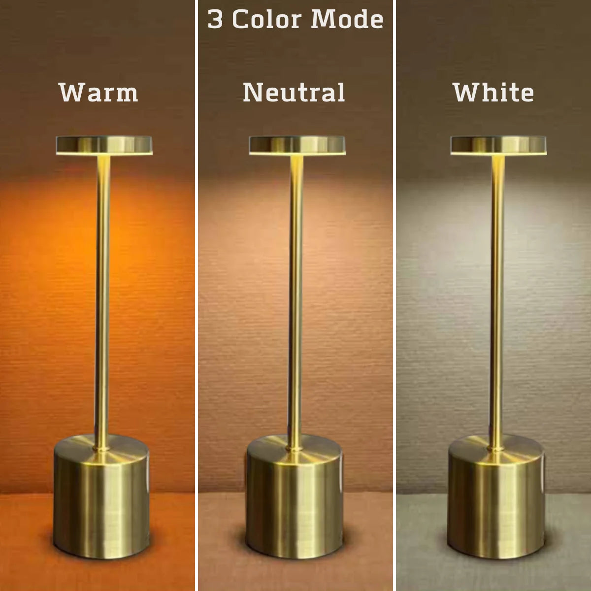 Luminária de mesa LED recarregável, de metal, com toque, para escrita, para cabeceira, criativa, ambiente, para decoração de bar e áreas externas, iluminação noturna 2024