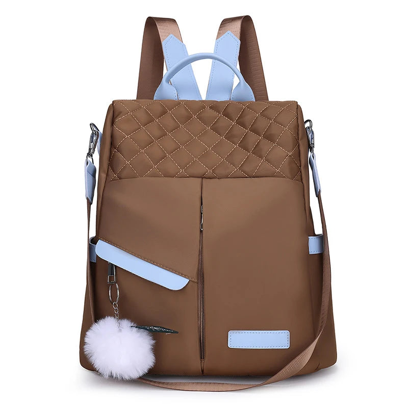 Mochila feminina de grande capacidade, bolsa de ombro à prova de roubo, elegante, feminina, viagem, Oxford, mochila de segurança preta