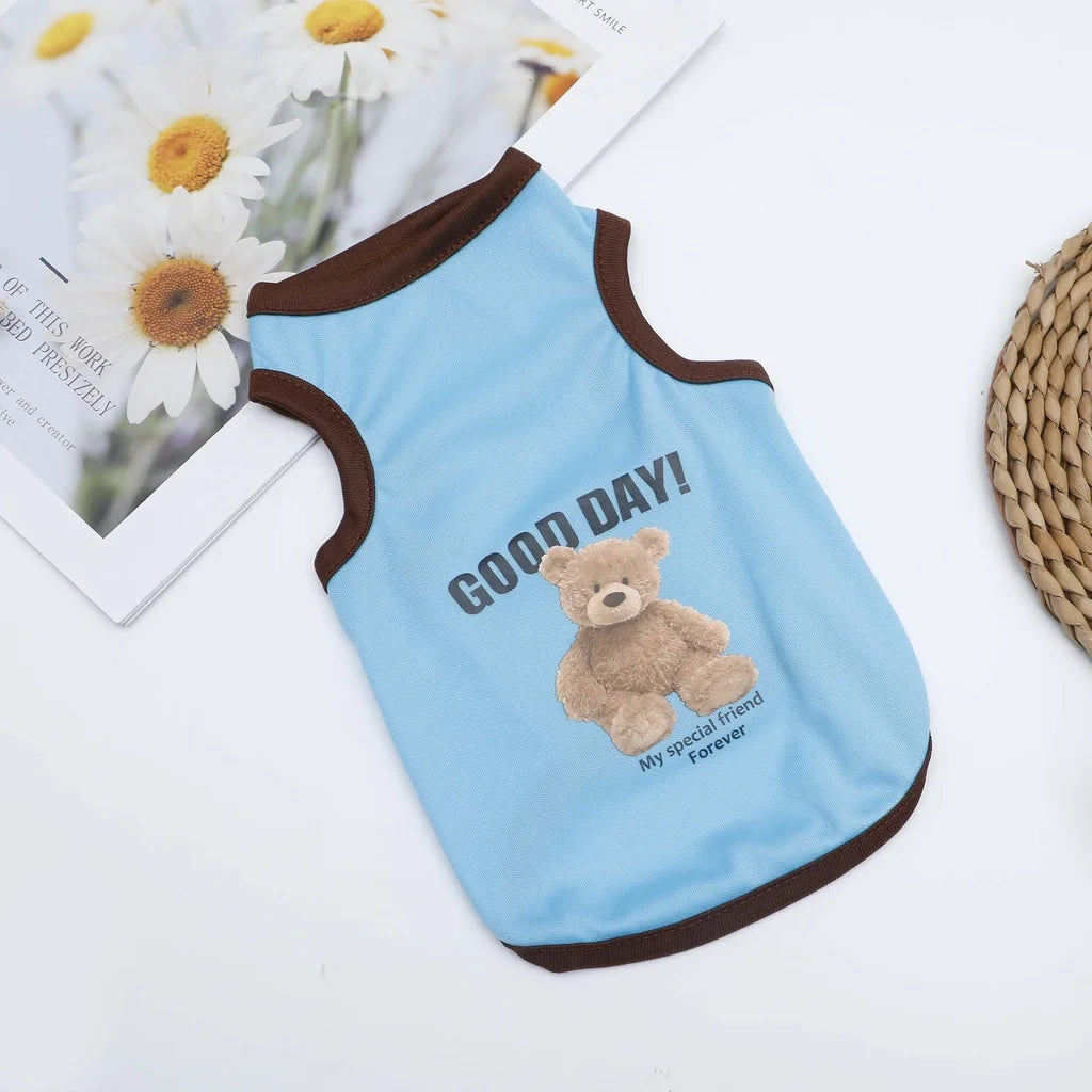 Roupas de cachorro de urso de desenho animado, fantasia fofa de algodão para cachorro, camiseta para animais de estimação, colete para gatos, filhotes de cachorro pequeno e médio, shih tzu, tamanho XS-XXL