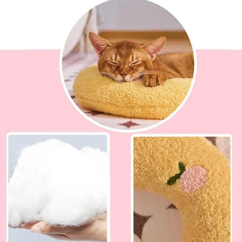 Almofadas para cães Almofada macia para cães Almofada decorativa Meio donut Brinquedo calmante para animais de estimação Almofada para filhotes Padrão bordado Almofada para cama de cachorro