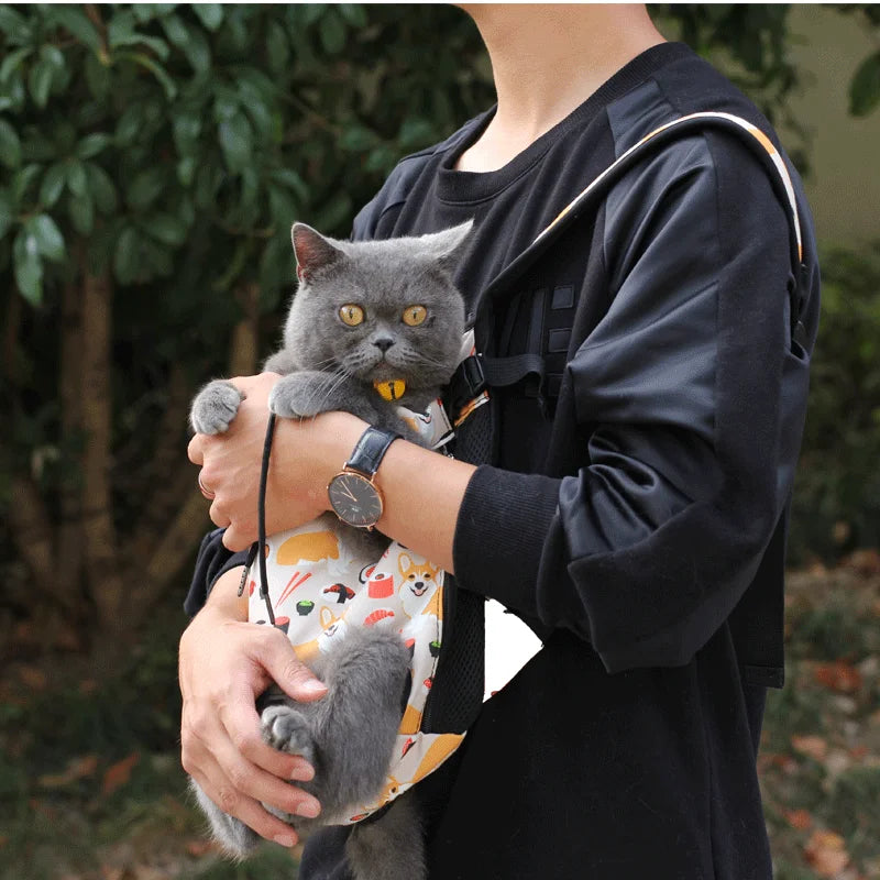 Bolsa de transporte ajustável para gatos, mochila de ombro duplo para animais de estimação, bolsa portátil para viagens ao ar livre, acampamento, caminhada, bolsa para gatos e cachorros