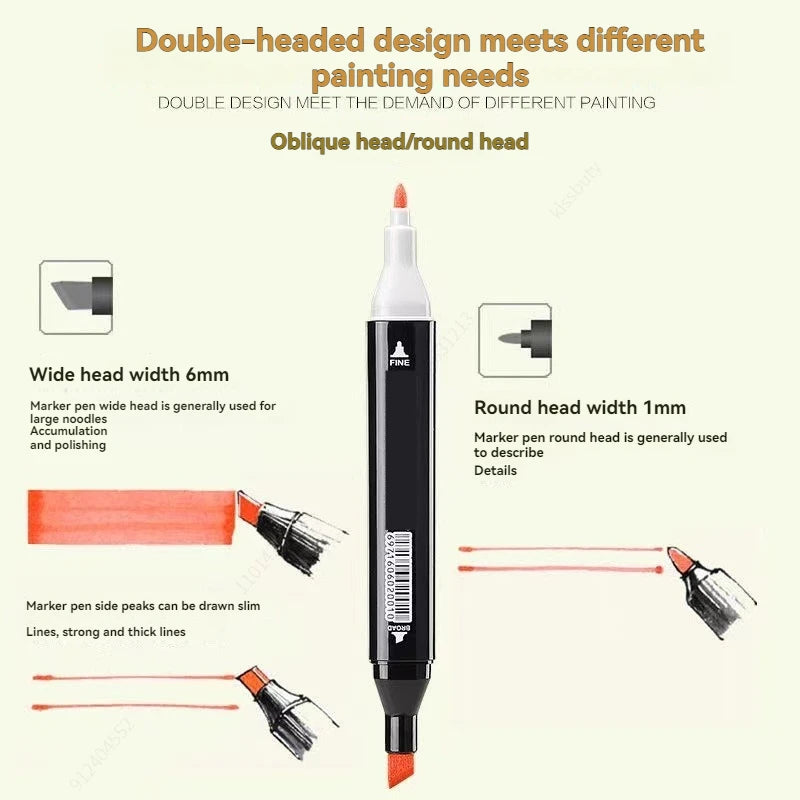 12 Colors Alcohol Oily Art Marker Pen Set for Draw Double Headed Sketching Oily Tip Based Markers Graffiti Manga Art Supplies