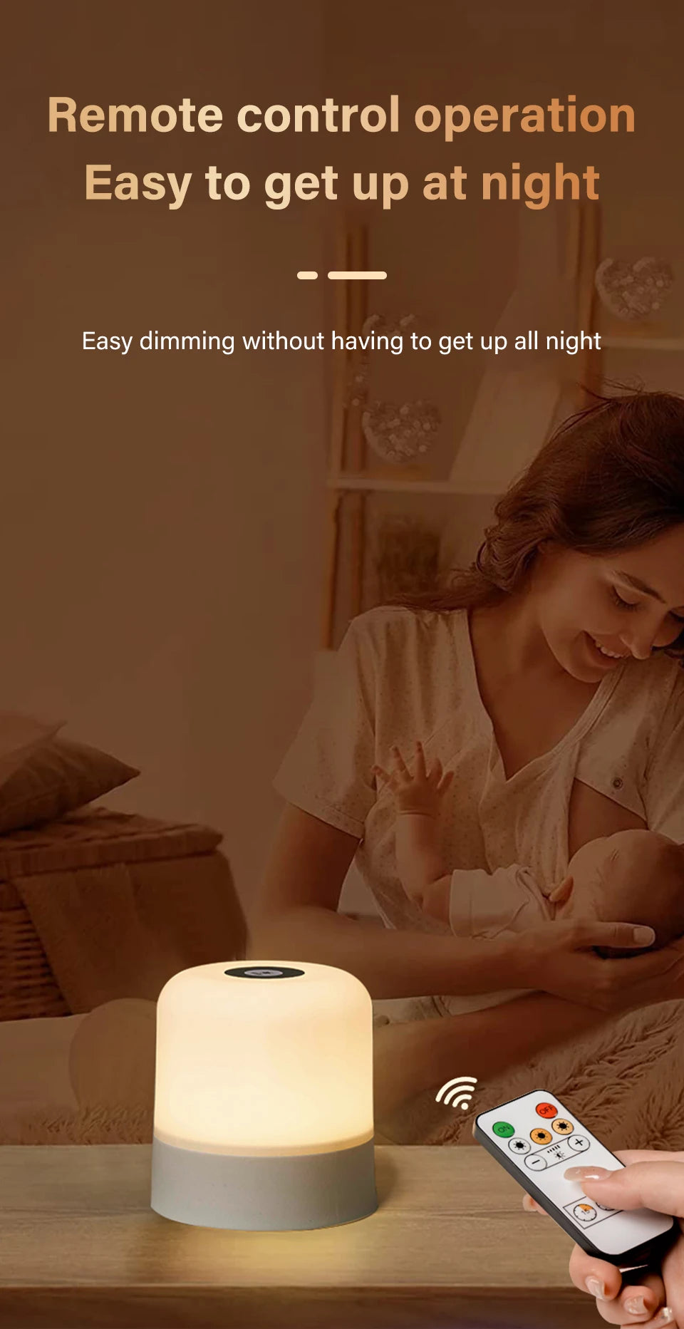 Lâmpada noturna LED sensível ao toque, USB, recarregável, regulável, de cabeceira, para decoração de quarto, presente de Natal, lâmpada noturna infantil