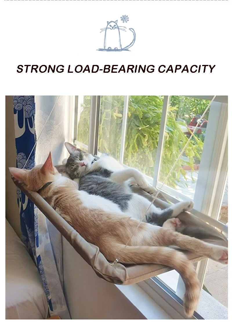 Rede para gatos, cama suspensa aérea para gatos, casa para gatos, estrutura de escalada para gatinhos, assento de janela ensolarado, ninho com capacidade para 20 kg, acessórios para animais de estimação