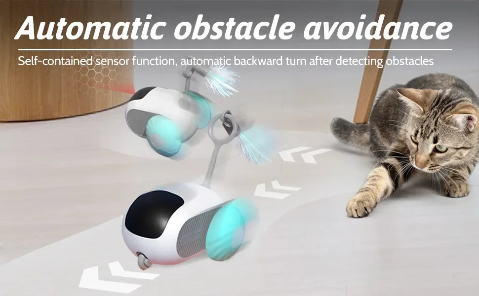 Bola automática para provocar gatos com movimento automático e cauda falsa, brinquedo interativo com sensor inteligente recarregável para gatos em ambientes internos