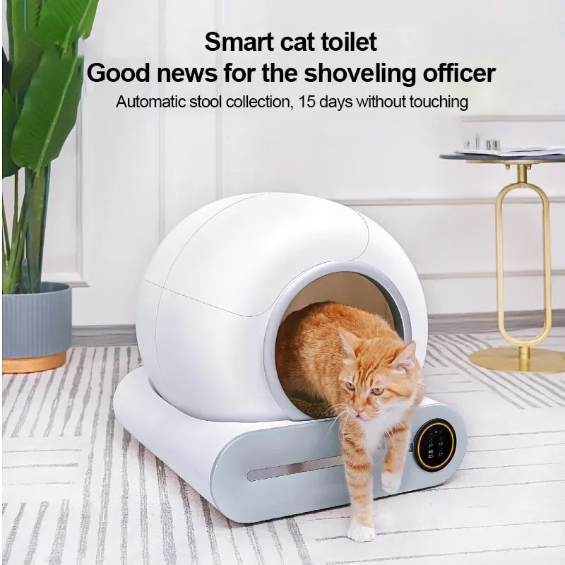 Caixa de areia para gatos inteligente automática 2025, fechada, com controle de aplicação de autolimpeza, fragrância iônica, bandeja de lixo para animais de estimação