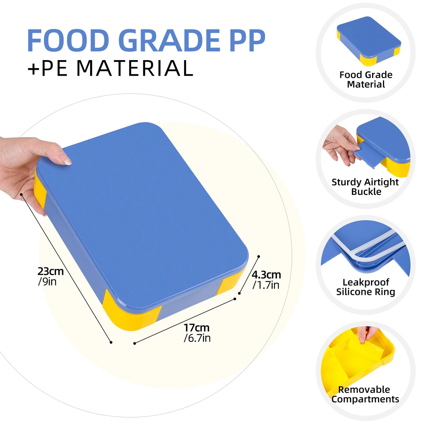 Lancheira Bento para adultos de 1330 ml, recipientes para alimentos com 6 compartimentos e utensílios de mesa para lanches, trabalho, escola, forno de micro-ondas, aquecimento