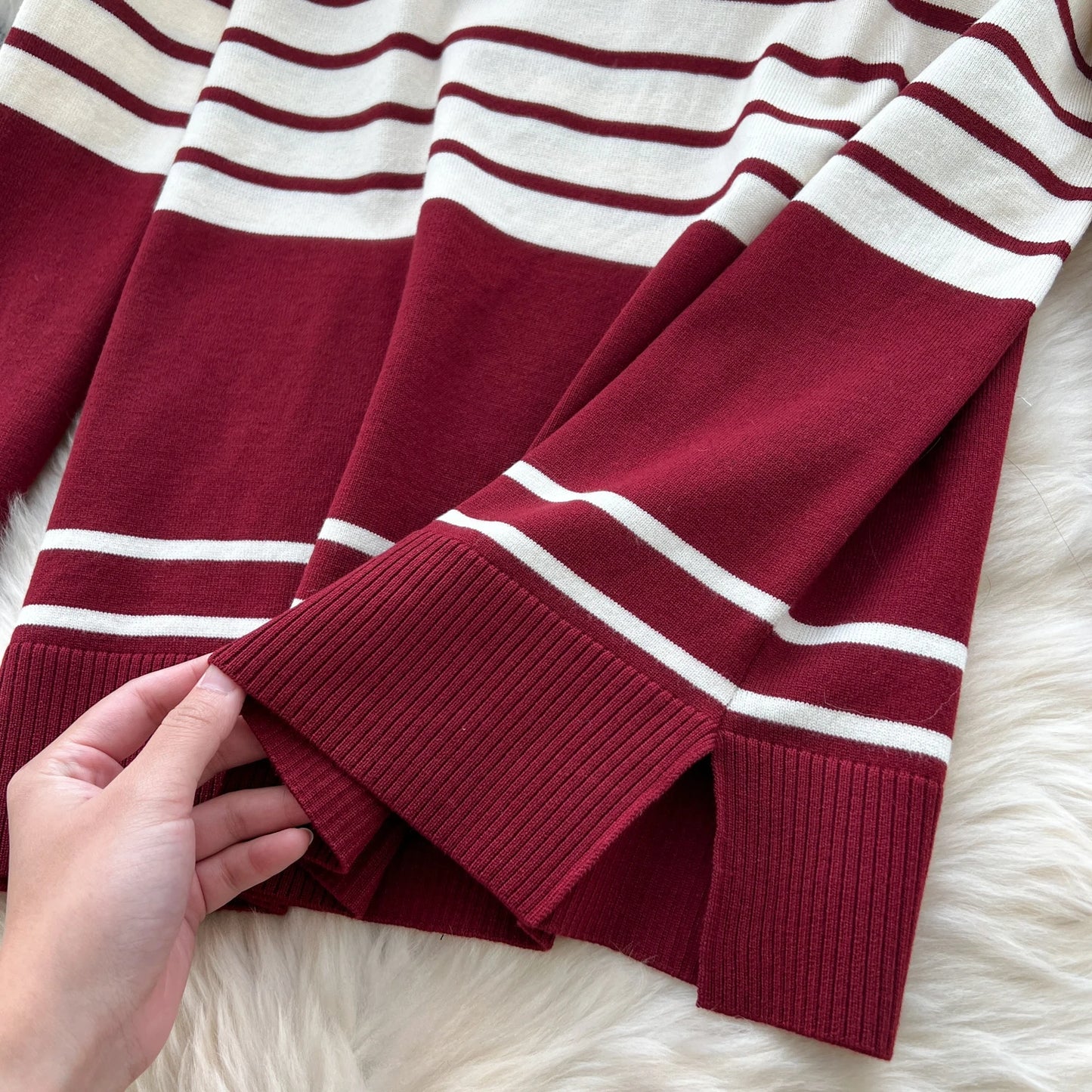 SINGREINY Terno Listrado Feminino Outono Novo Gola Redonda Mangas Compridas Top Quente + Calças Compridas Elåsticas Suéter Solto Casual Conjunto de Duas Peças