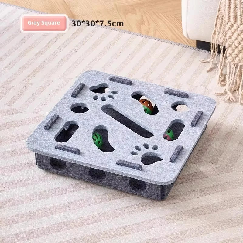 Brinquedo de quebra-cabeça para gatos, caixa de feltro, brinquedo de exercício para gatos com bola, entretenimento esportivo interno, brinquedos de caça para gatos domésticos