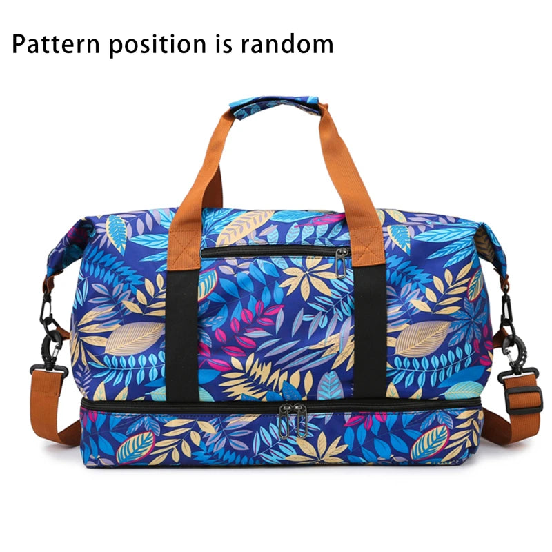 Bolsa de viagem masculina e feminina de grande capacidade para bagagem de mão, separação seco-molhado, bolsa esportiva de fitness, pacote de viagem de curta distância