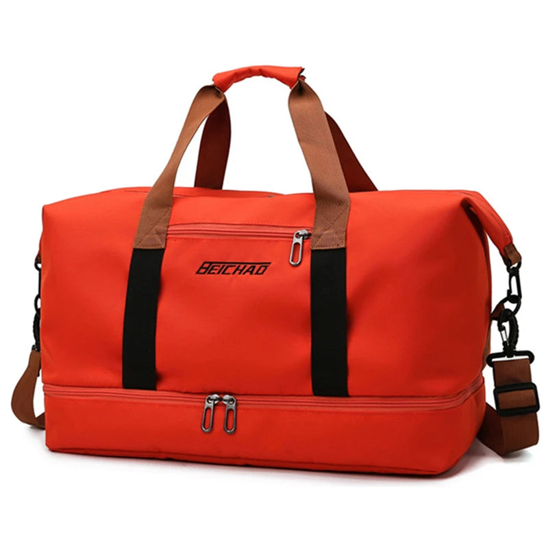 Bolsa de viagem masculina e feminina de grande capacidade para bagagem de mão, separação seco-molhado, bolsa esportiva de fitness, pacote de viagem de curta distância
