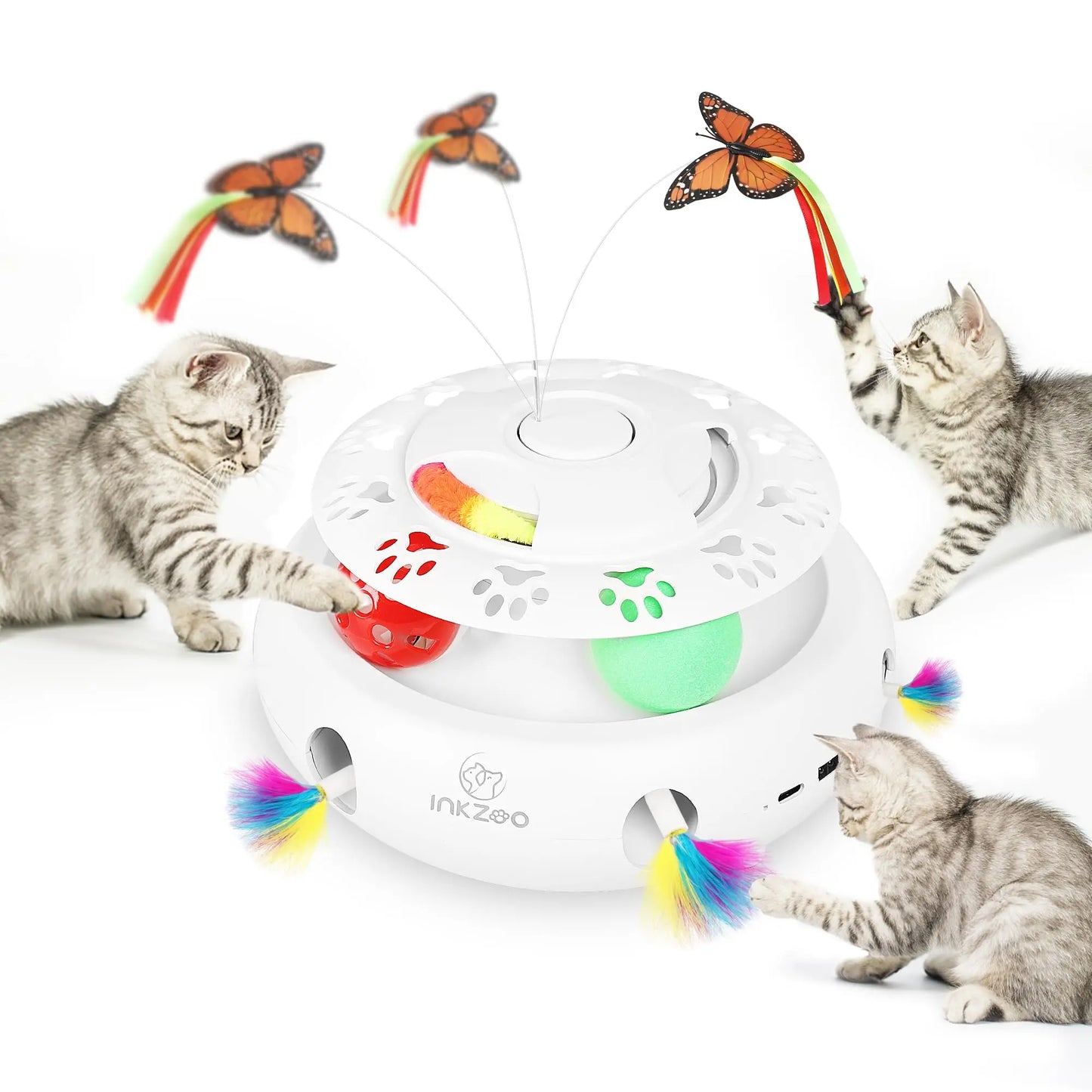 Brinquedos para gatos INKZOO, brinquedos interativos para gatos de interior, brinquedo interativo inteligente para gatinhos, brinquedo automático para ratos com 7 furos que mata toupeiras