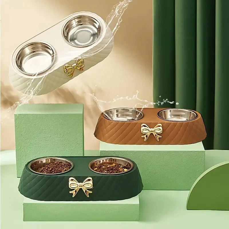 1 peça tigelas de comida para cães e gatos, tigela dupla para comida e bebida, suprimentos para animais de estimação