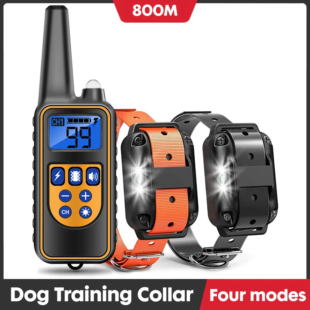 Coleira elétrica para treinamento de cães, antilatidos, à prova d'água, recarregável, controle remoto para animais de estimação, para todos os tamanhos, choque, vibração, som
