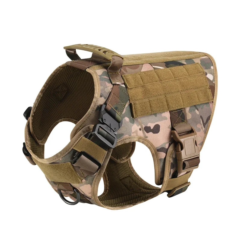 Colete militar tático para animais de estimação, pastor alemão, golden retriever, conjunto de arreios e guia para cães de todas as raças
