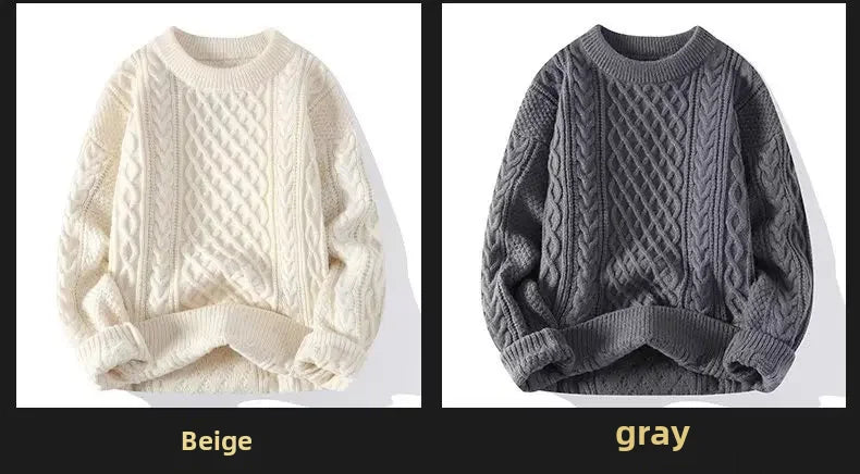 SuĂ©ter de malha da moda para homens, casual, gola redonda, quente, solto, pulĂŽver, aconchegante, macio, flexĂvel, moda outono inverno