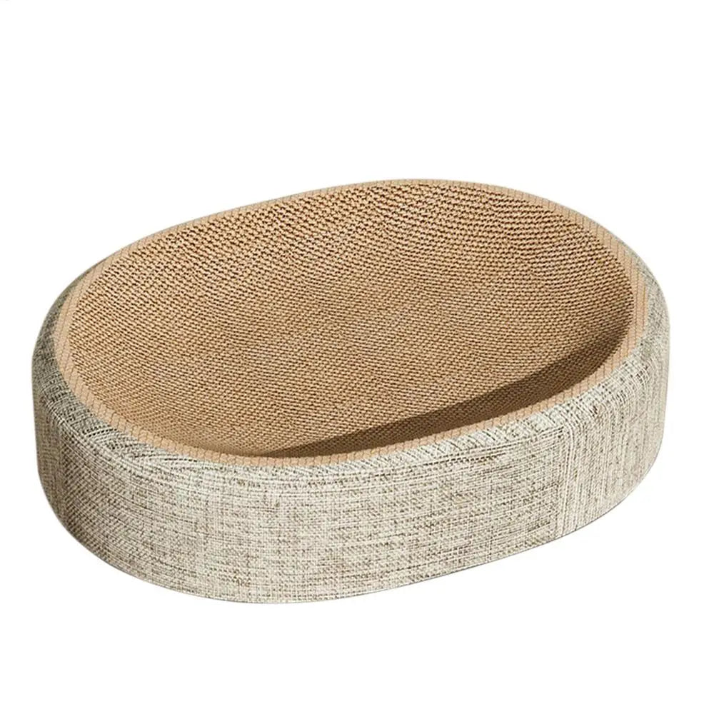 Arranhador oval para gatos, cama de sisal para arranhar, tapete de dormir multifuncional para animais de estimação, cama arranhadora para gatos descansarem