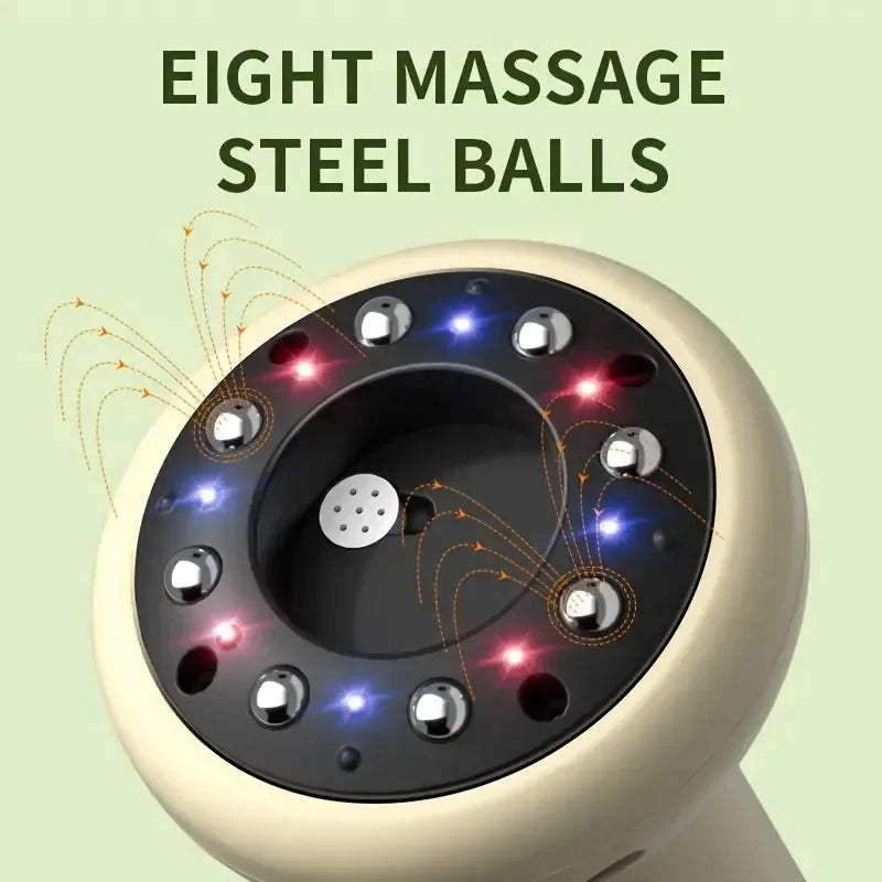 Massageador abdominal recarregável USB para compressa quente e intensidade ajustável de ventosas Guasha, massagem portátil para braços e pernas