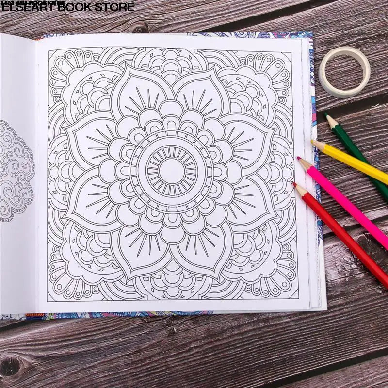Livro de pintura colorida de mandalas zen, terapia de descompressão para adultos, descompressão psicológica, pintura de grafite, capa dura, 141 unidades