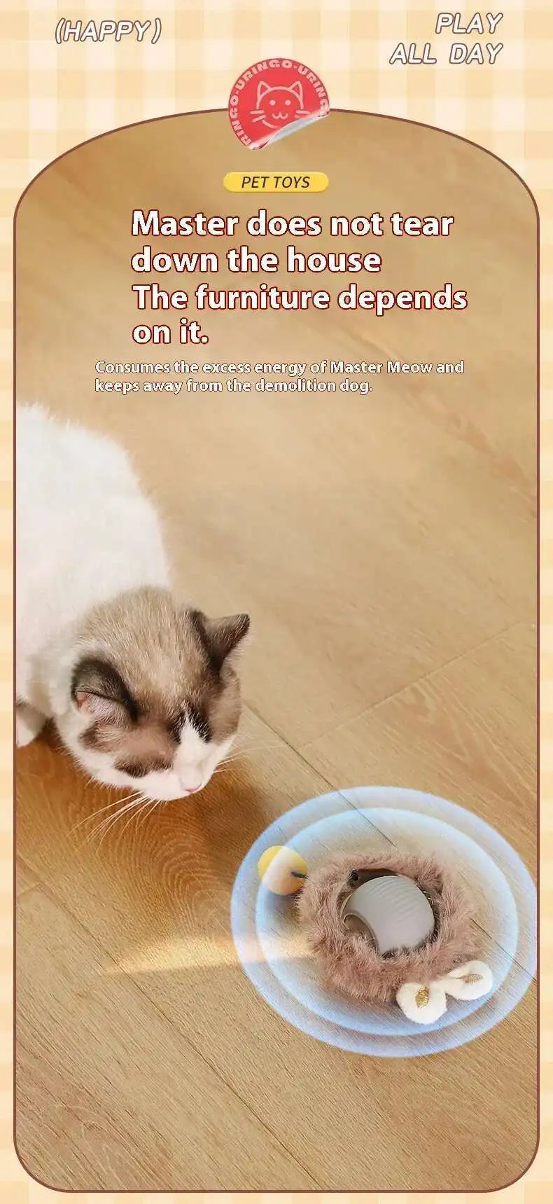 Bola de brinquedo interativa inteligente para gatos, bola rolante automática com cauda falsa, brinquedo elétrico recarregável por USB para animais de estimação, para provocação e treinamento