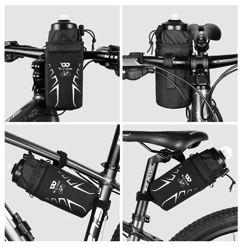 WEST BIKING Suporte para Garrafa de Bicicleta Ciclismo Garrafa de Água Bolsa Refletiva Chaleira MTB Bicicleta de Estrada Bolsa de Guidão Acessórios