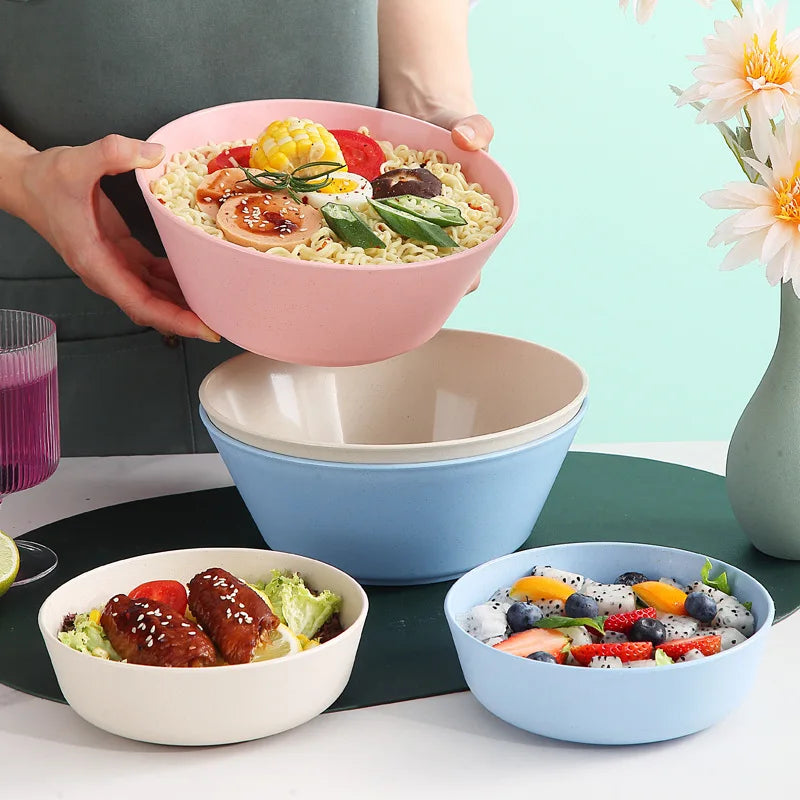 Tigela de sopa de palha de trigo, utensílios de mesa de plástico para micro-ondas, tigelas de salada de frutas, pratos de macarrão para cereais, pratos de jantar, utensílios de cozinha