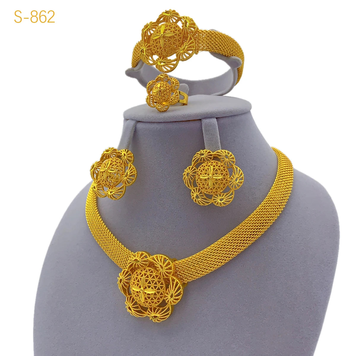 Conjunto de colar de flores de luxo Xuhuang para mulheres, conjunto de joias africanas banhadas a ouro, joias indianas, presentes de aniversário