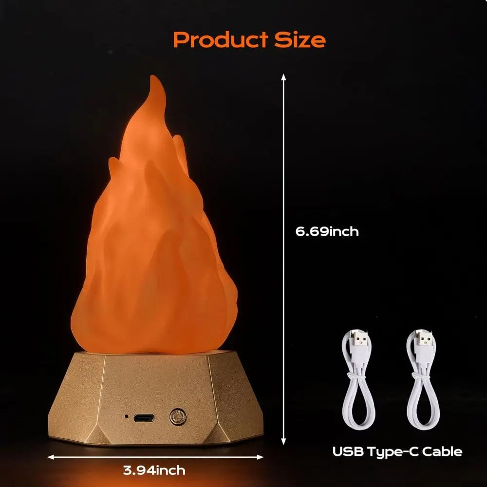 Lâmpada de chama piscante recarregável USB, 35 horas de autonomia, economia de energia, luz noturna de fogo falso 3D, bateria recarregável, 3 modos