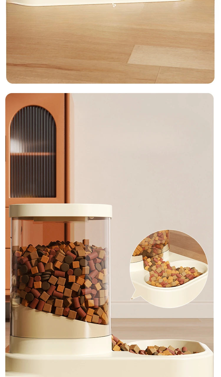 Alimentador automático para animais de estimação 2 em 1, fonte de água, tigela de comida para cães e gatos com fluxo circulante, antiderrapante, à prova de respingos, prato de alimentação lenta