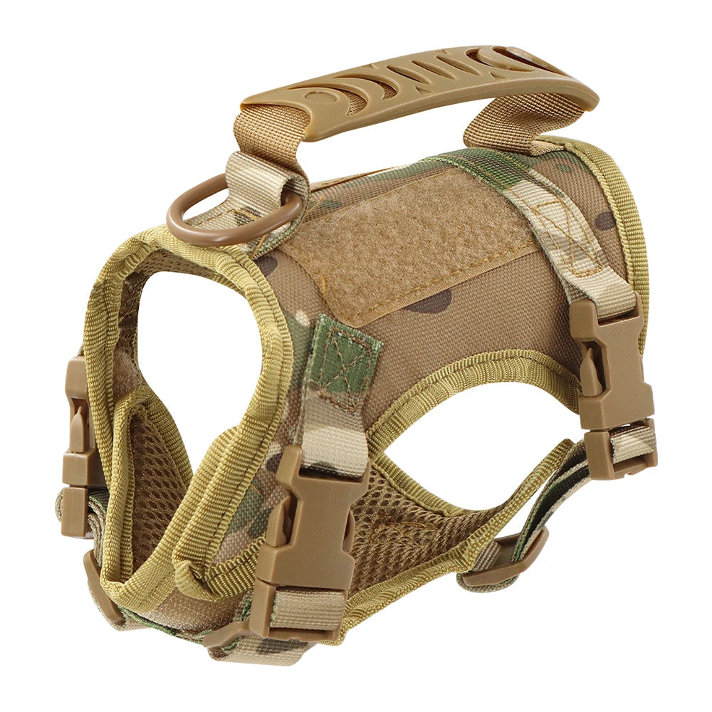 Arnês tático para cães de raças pequenas, colete ajustável para cães de serviço militar, acessórios para treinamento e trabalho