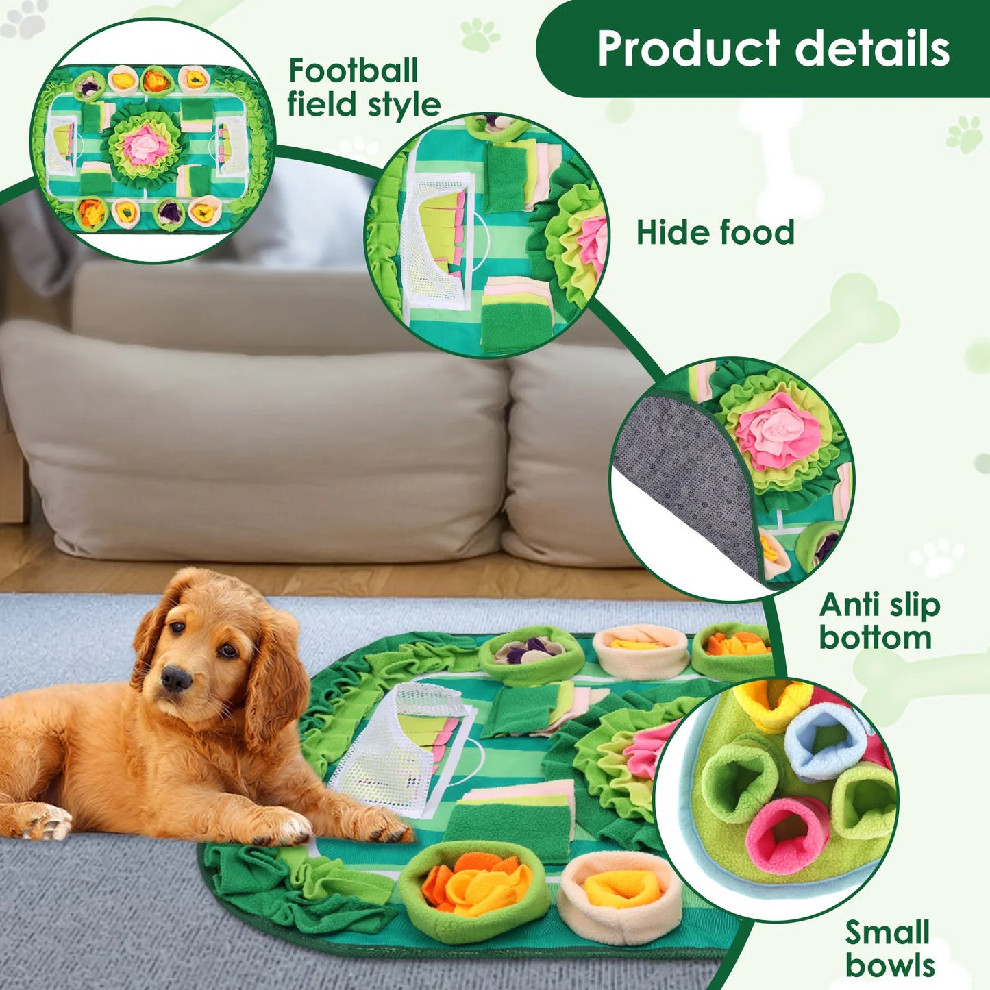 Tapete de farejamento para animais de estimação, cão, interativo, flor, alimentação lenta, quebra-cabeça, petisco para cães, gatos, coelhos, habilidades de forrageamento