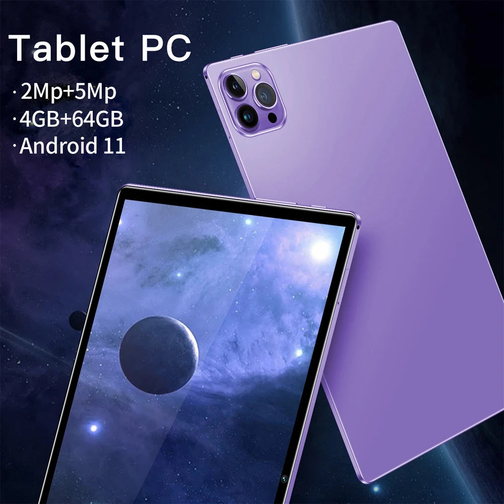 Tablet de 10,1 polegadas mais vendido em 2024 com 4 GB de RAM, 64 GB de ROM, sistema Android 11, reprodutor de músicas, versão global, tablet de 5000 mAh