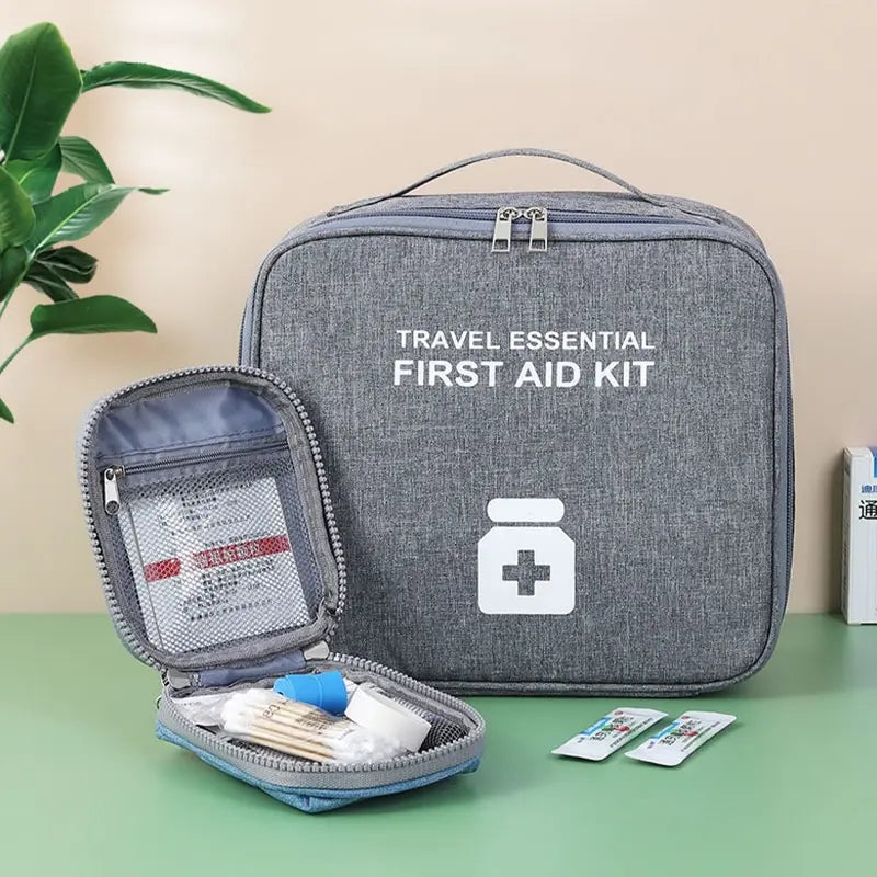 Kit de primeiros socorros para a família, 1 peça, portátil, para viagem, para uso externo, bolsa de armazenamento de medicamentos em camadas, grande capacidade, para uso doméstico