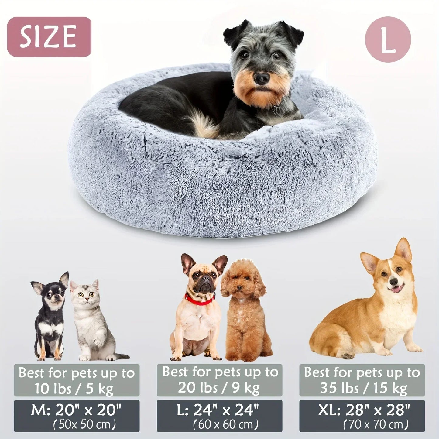 Cama redonda para animais de estimação para cães grandes, médios e pequenos, cama macia para gatos, cama longa e macia para cães, casa para cães, casa quente para dormir no inverno